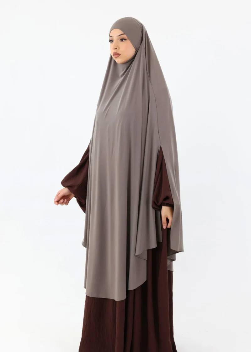 Alternative view of Maxi Cape Premium Jersey Khimar - Grey Taupe