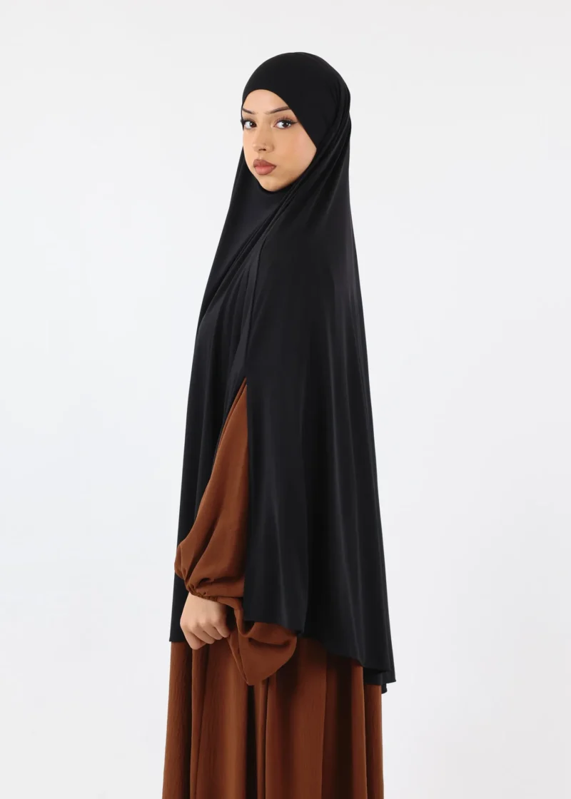 Medium Cape Premium Jersey Khimar - Black