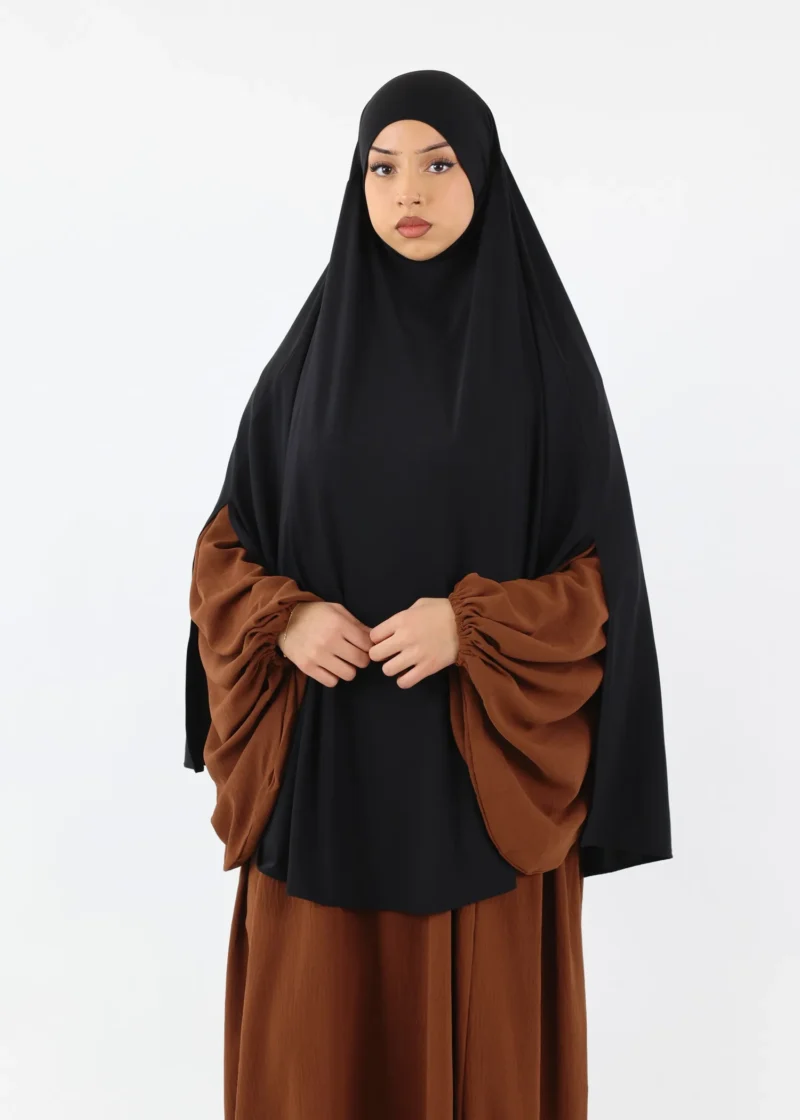 Alternative view of Medium Cape Premium Jersey Khimar - Black