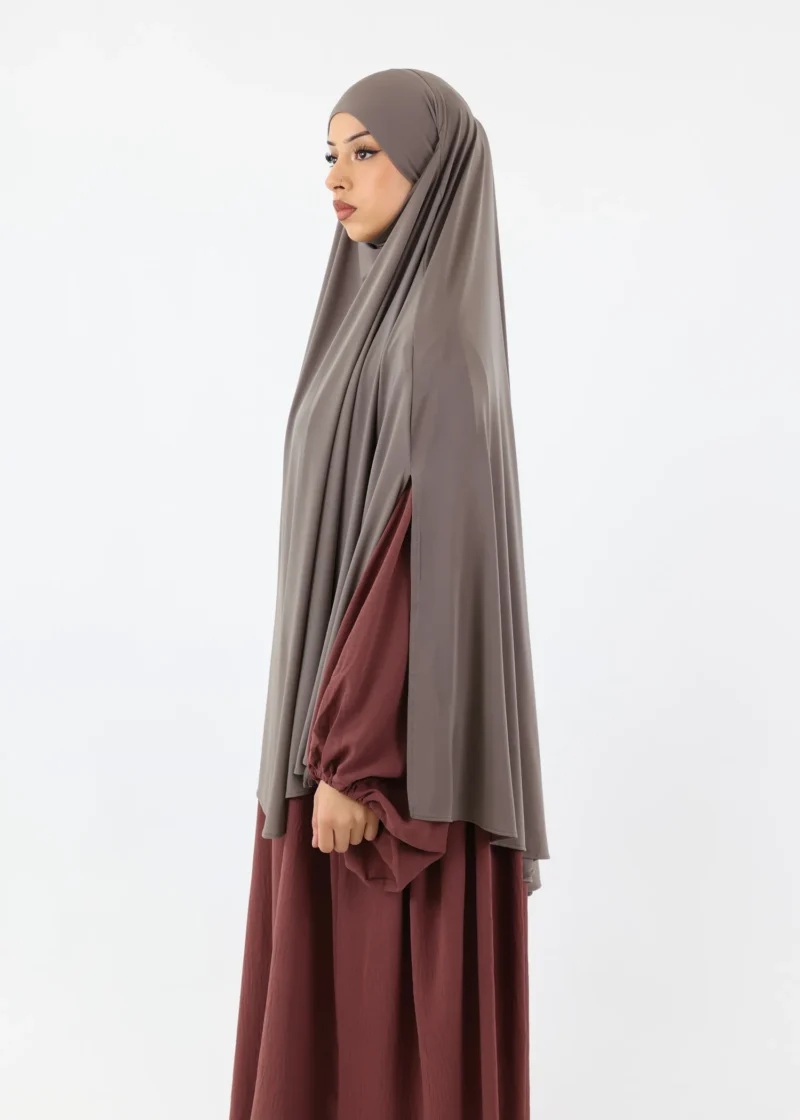 Alternative view of Medium Cape Premium Jersey Khimar - Grey Taupe
