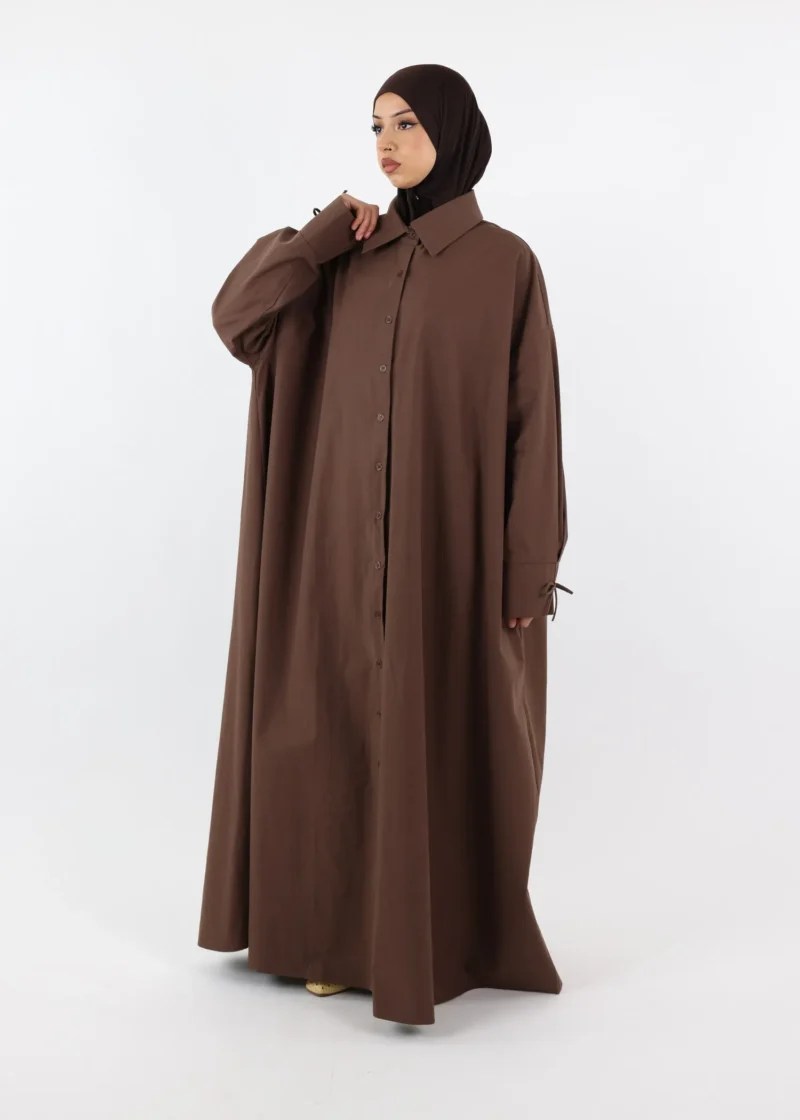 Alternative view of Shirt Dress Abaya – Cotton – Coffee