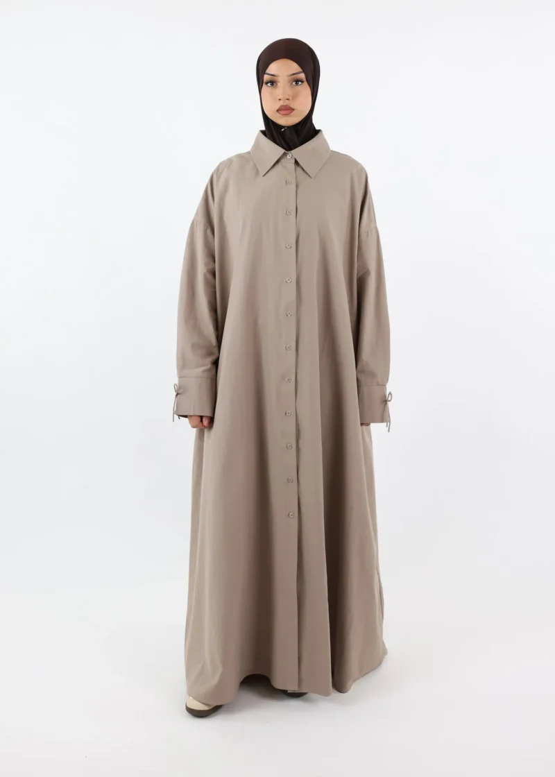 Alternative view of Shirt Dress Abaya – Cotton – Taupe