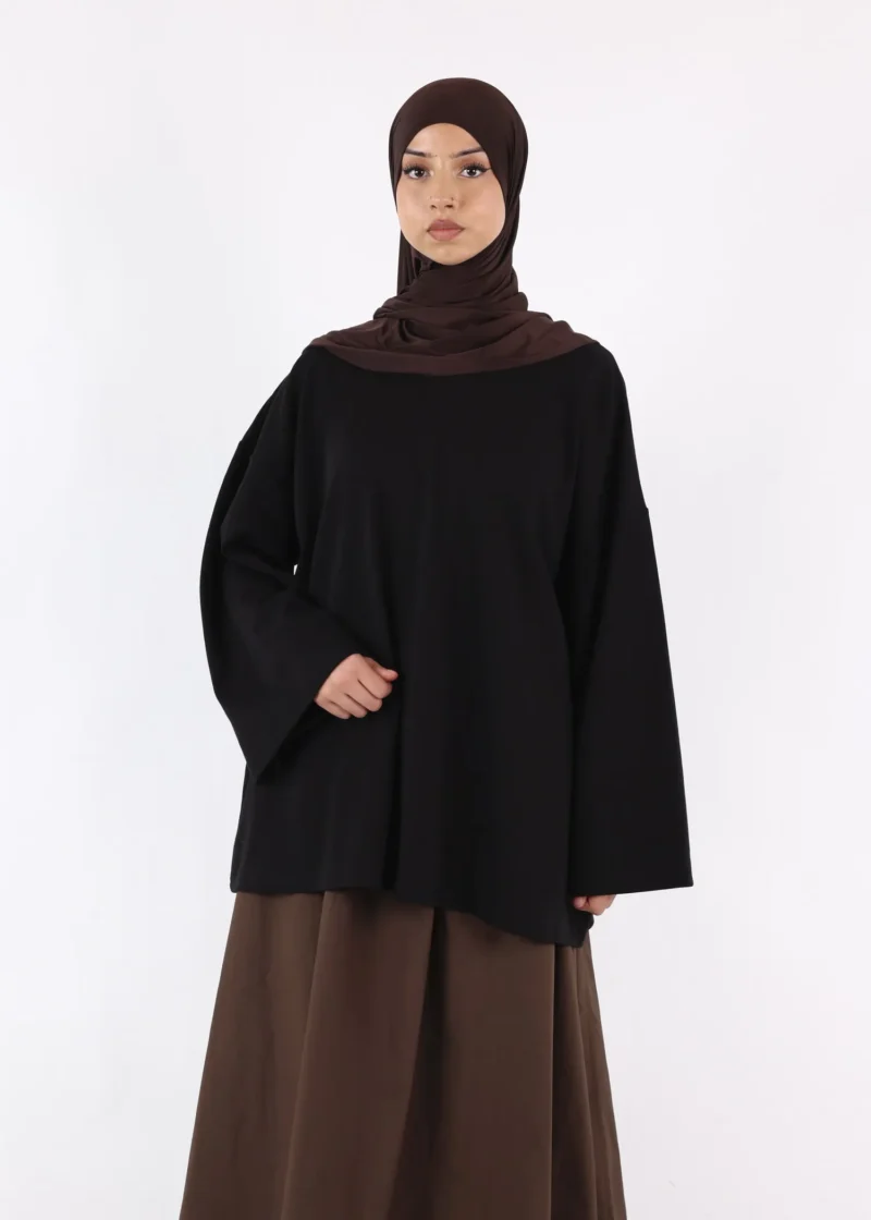 Long Sleeves Modest T-Shirt - Cotton - Black