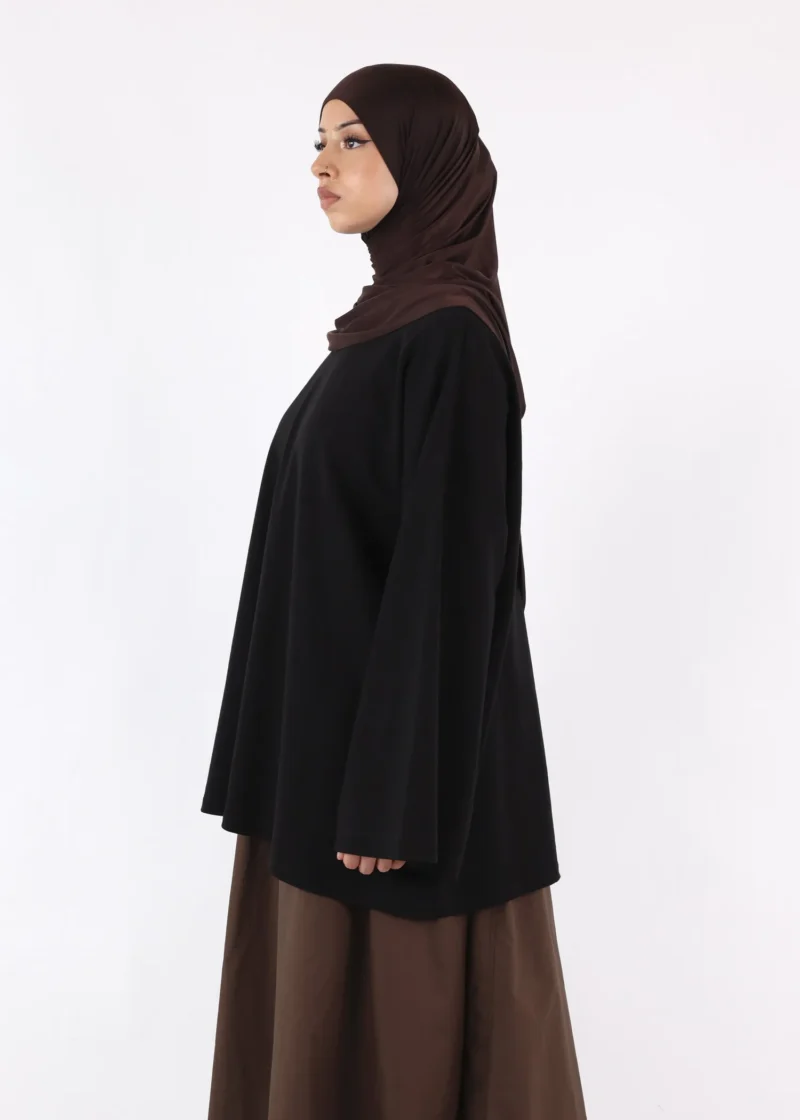 Alternative view of Long Sleeves Modest T-Shirt - Cotton - Black