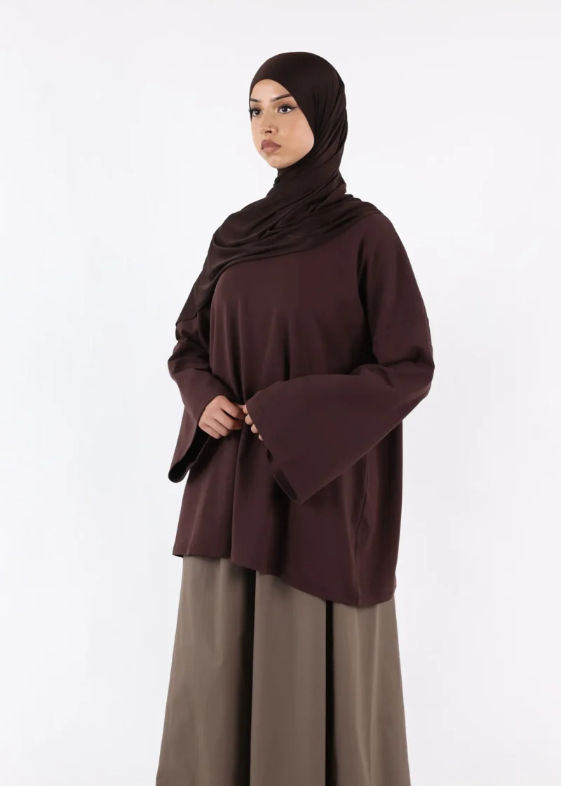 Alternative view of Long Sleeves Modest T-Shirt - Cotton - Coffee