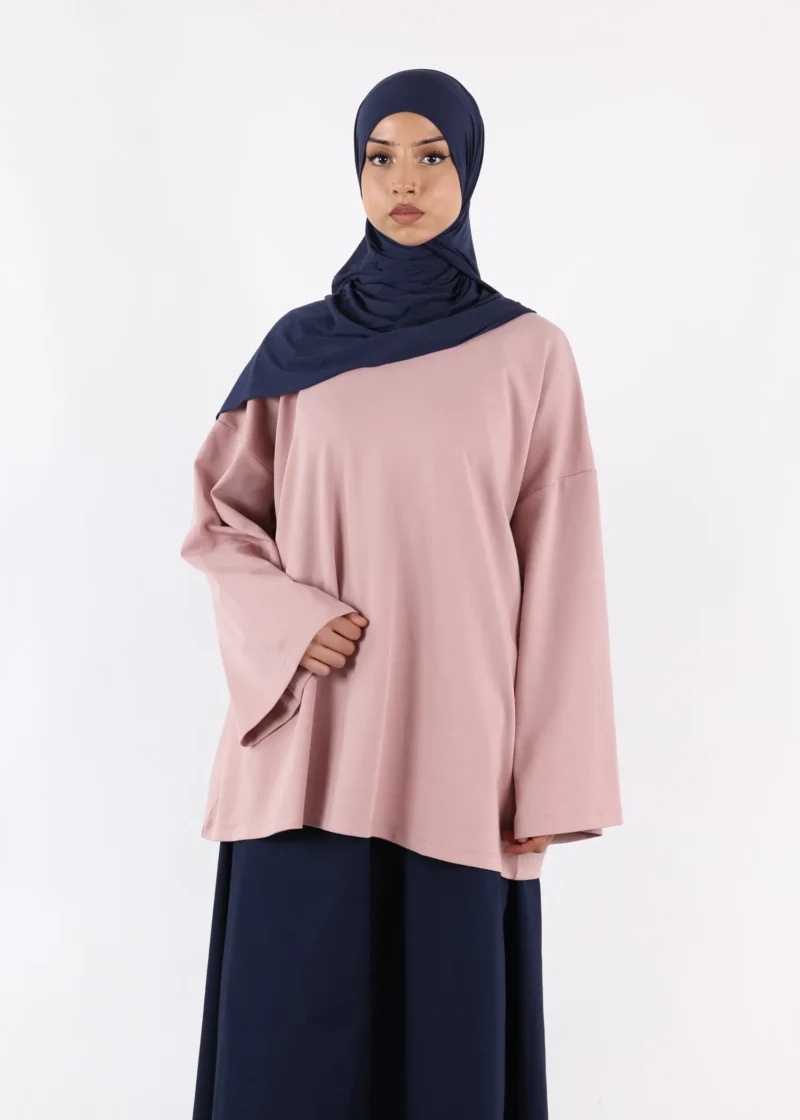 Long Sleeves Modest T-Shirt - Cotton - Dusty Pink