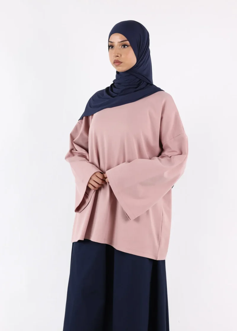Alternative view of Long Sleeves Modest T-Shirt - Cotton - Dusty Pink