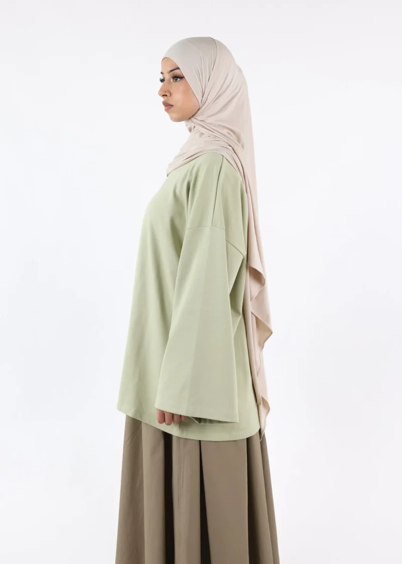 Alternative view of Long Sleeves Modest T-Shirt - Cotton - Pastel Green