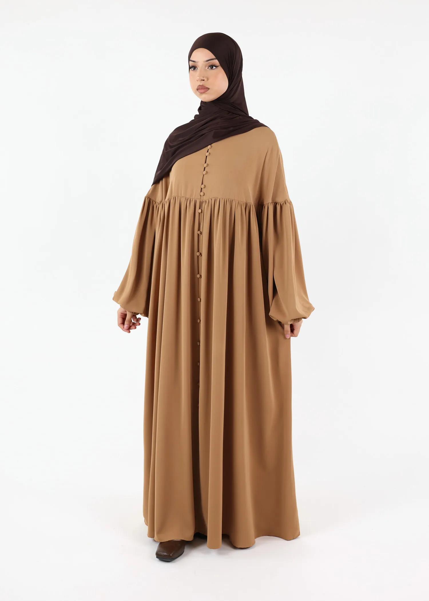 Abaya Alina - Premium Nida - Café Au Lait