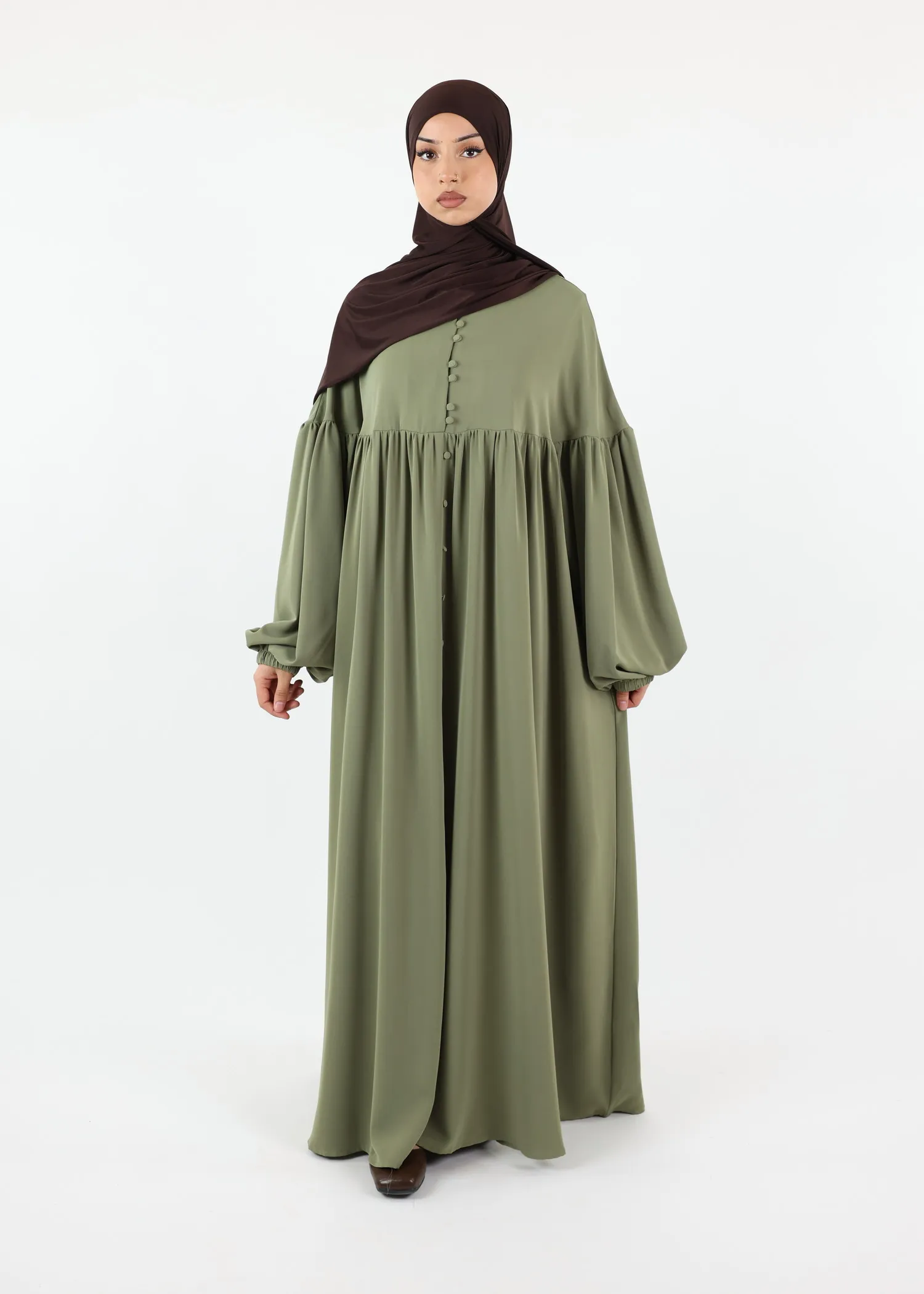Abaya Alina - Premium Nida - Dusty Sage