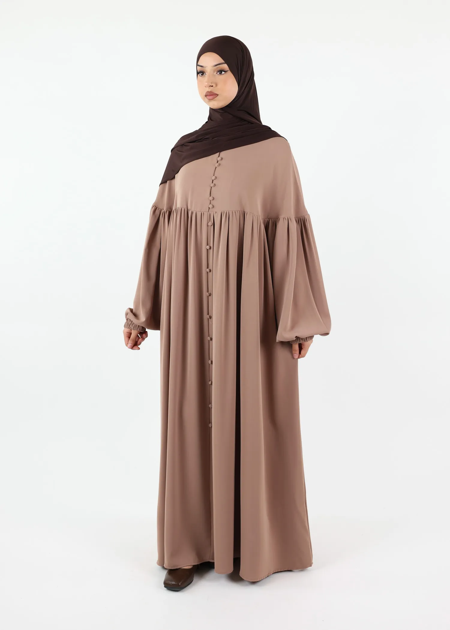 Abaya Alina - Premium Nida - Dusty Taupe