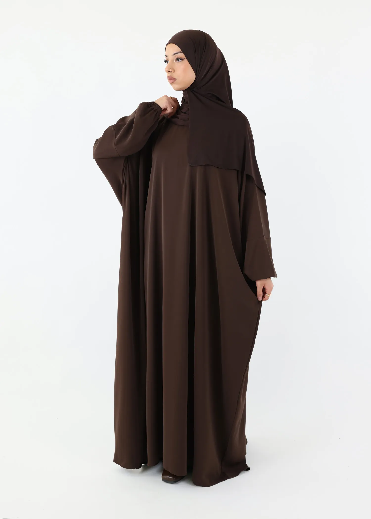Abaya Farasha Anissa - Premium Korean Nida - Coffee