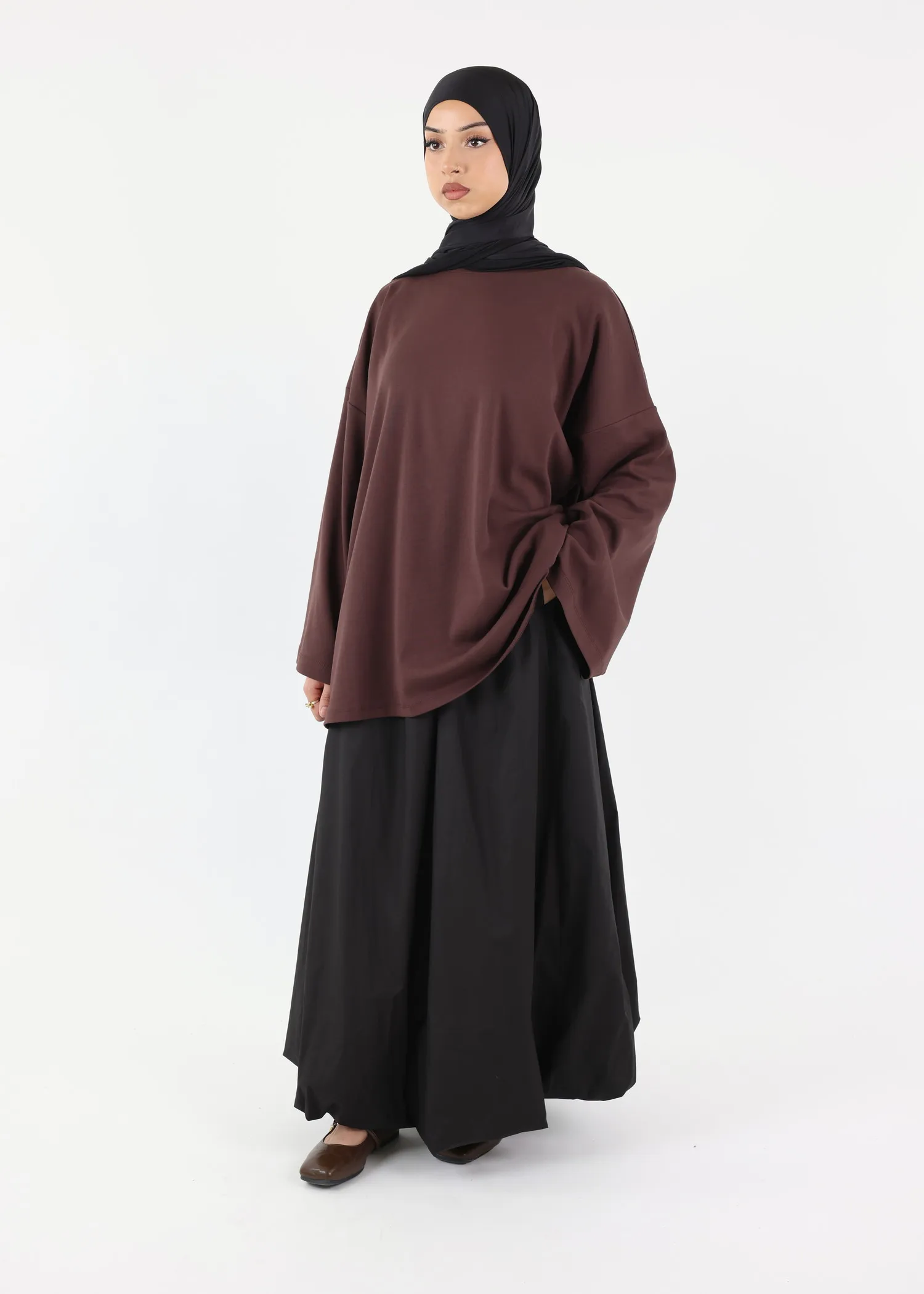 Balloon Modest Cotton Skirt - Black