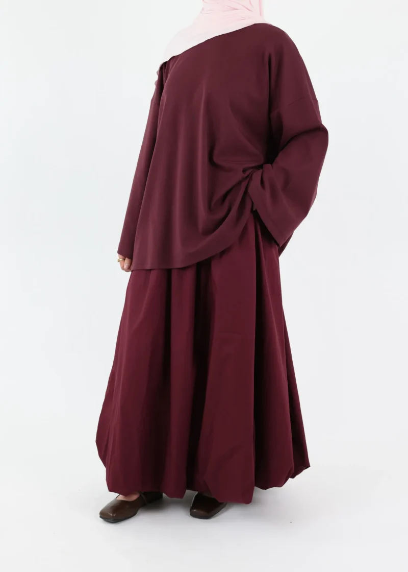 Alternative view of Balloon Modest Cotton Skirt - Burgundy