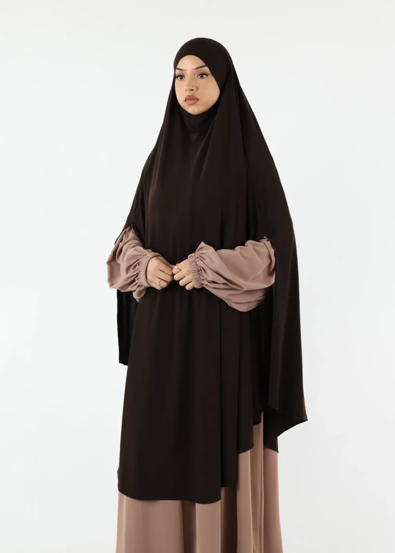 Alternative view of Maxi Cape Premium Jersey Khimar - Dark Coffee