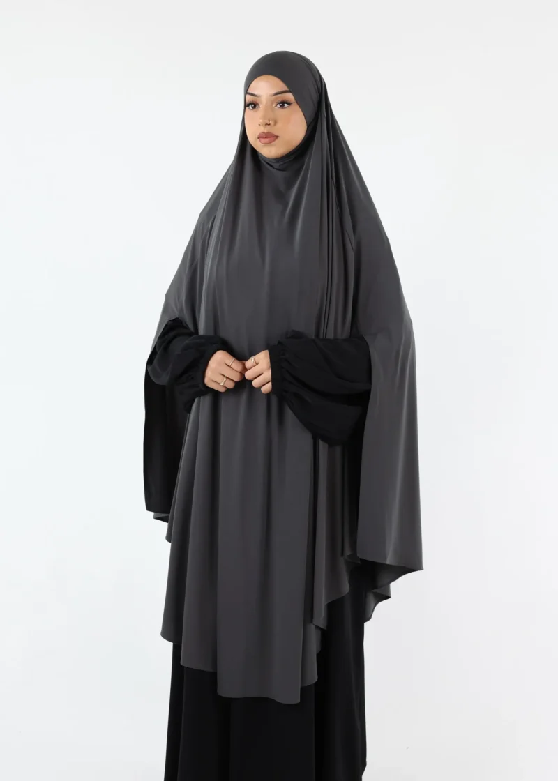 Alternative view of Maxi Cape Premium Jersey Khimar - Dark Grey
