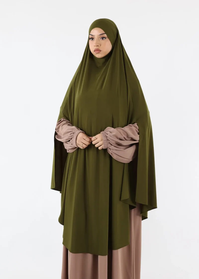 Alternative view of Maxi Cape Premium Jersey Khimar - Olive