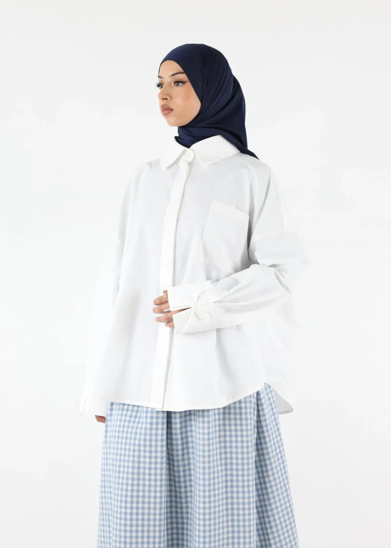 Alternative view of Modest Oversized Cotton Shirt – White