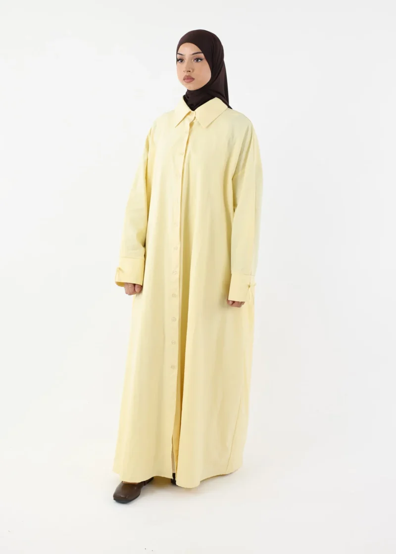 Alternative view of Shirt Dress Abaya – Cotton – Butter Yellow