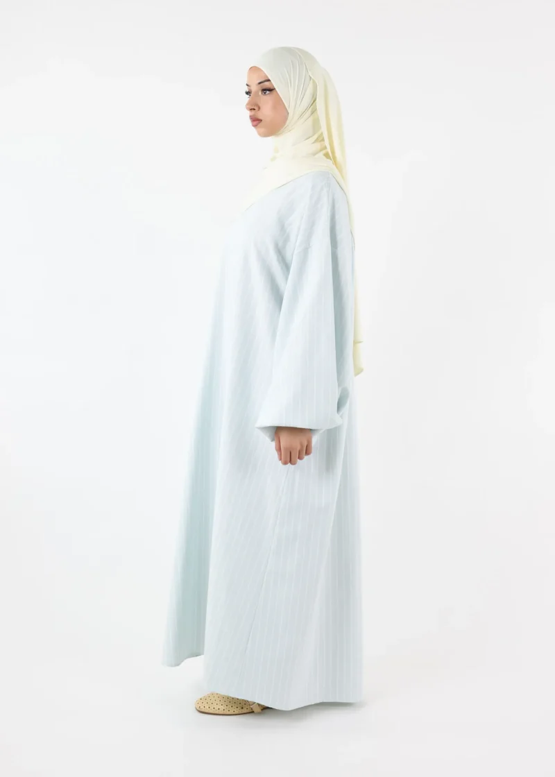 Alternative view of Striped Balloon Sleeve Dress Abaya – Patel Blue