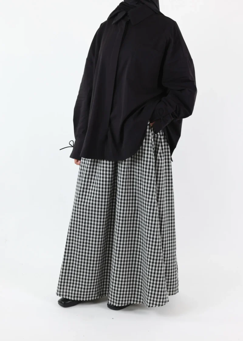 Alternative view of Modest Vichy Cotton Skirt - Black