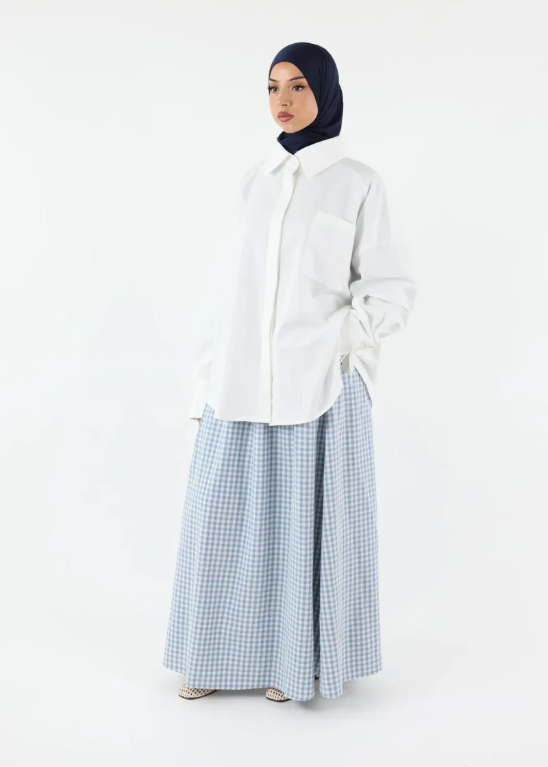 Alternative view of Modest Vichy Cotton Skirt - Blue
