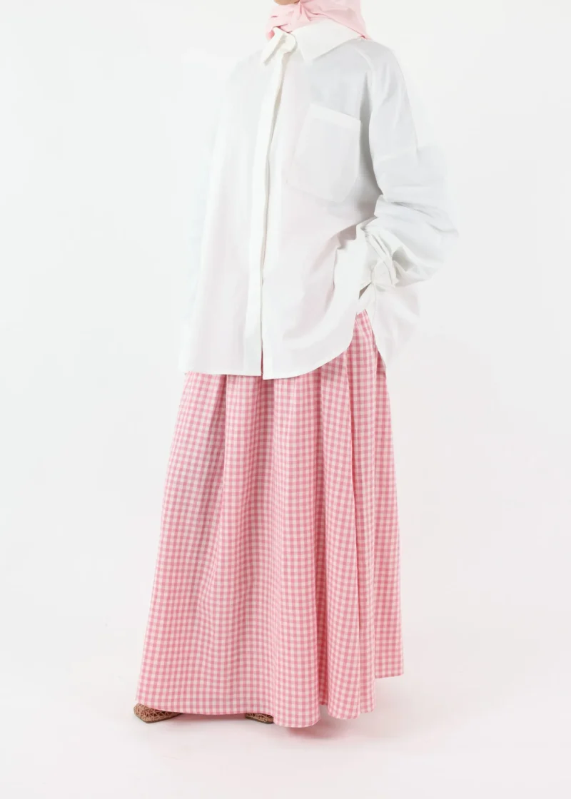 Alternative view of Modest Vichy Cotton Skirt - Pink