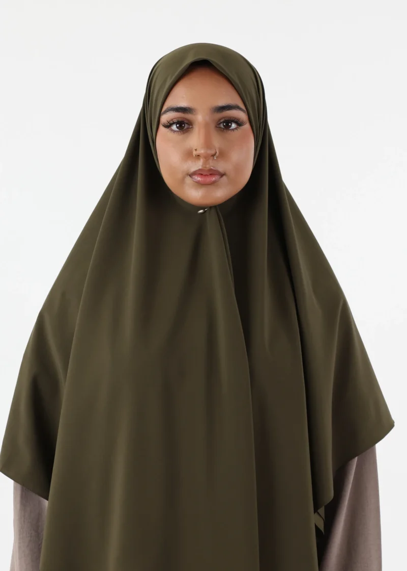 Square Medina Hijab - Dark Khaki - Image 3