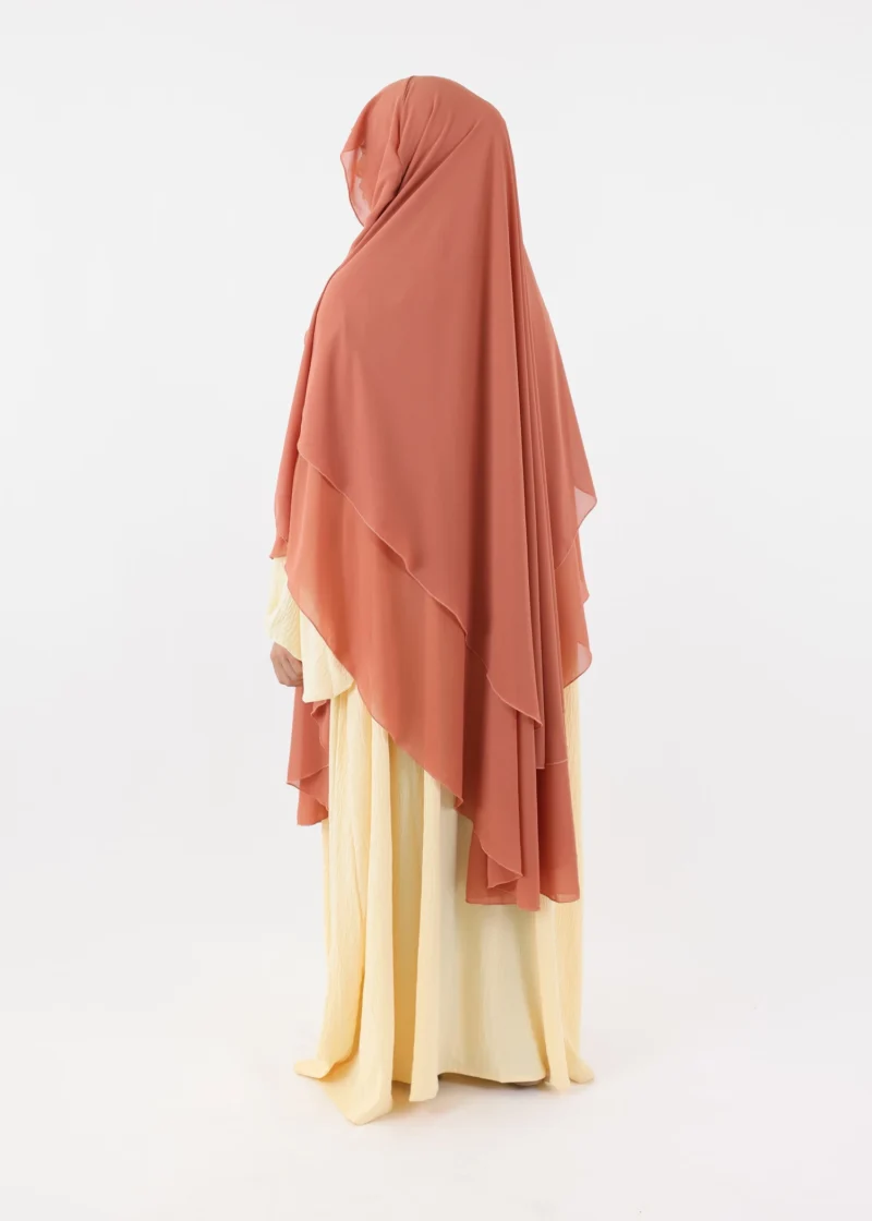 2 Layer Khimar with Cape Chiffon Coral - Image 3