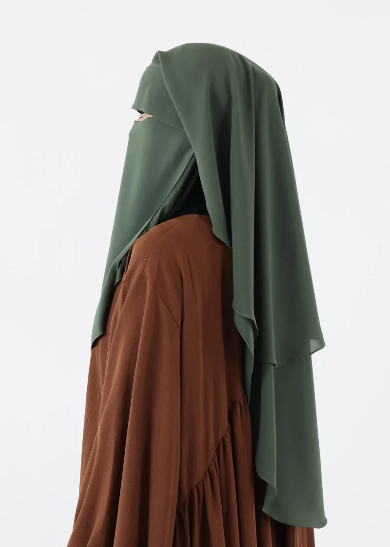 Niqab For Eating 2 Layer with Eye Flap - Khaki - Image 5