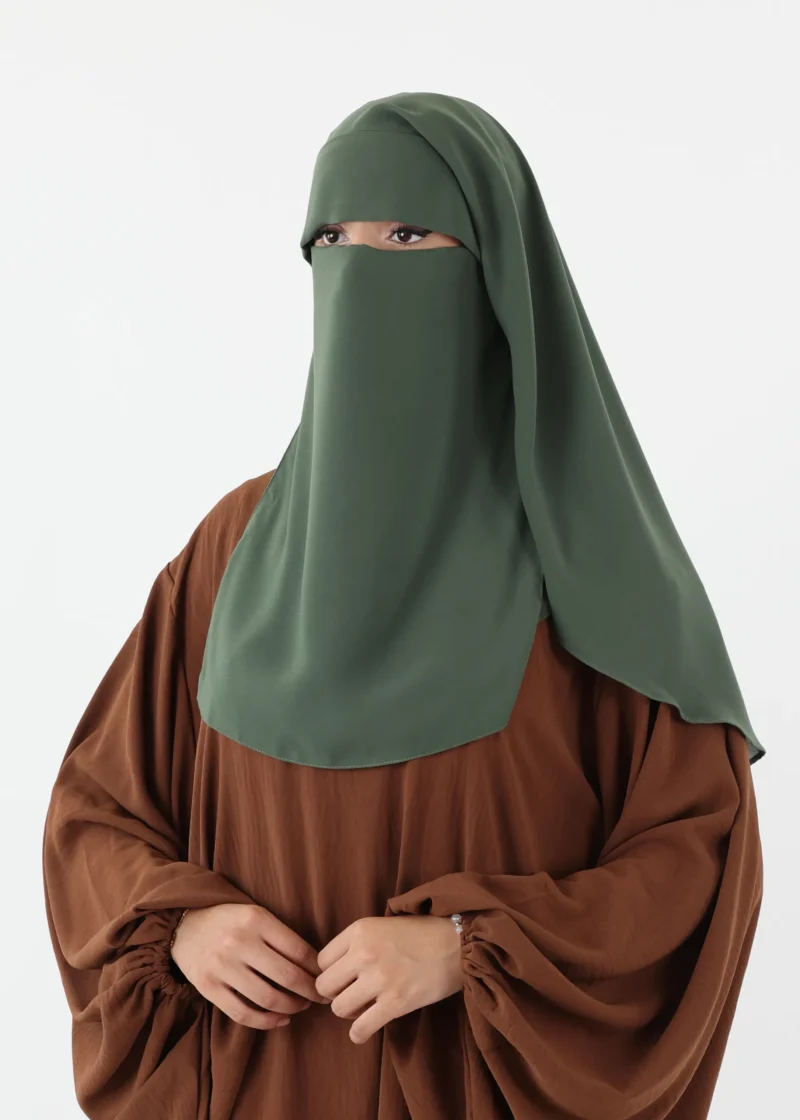 Niqab For Eating 2 Layer with Eye Flap - Khaki - Image 4