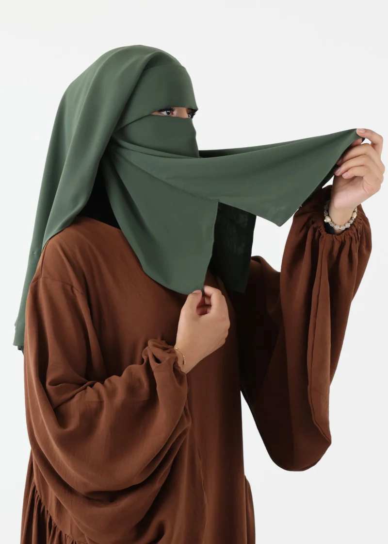 Niqab For Eating 2 Layer with Eye Flap - Khaki