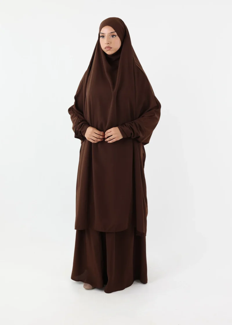 Jilbab Classic Lycra cuffs Coffee - Image 3