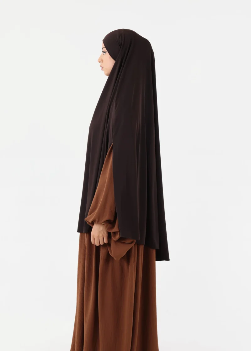 Medium Cape Premium Jersey Khimar - Dark Coffee - Image 4