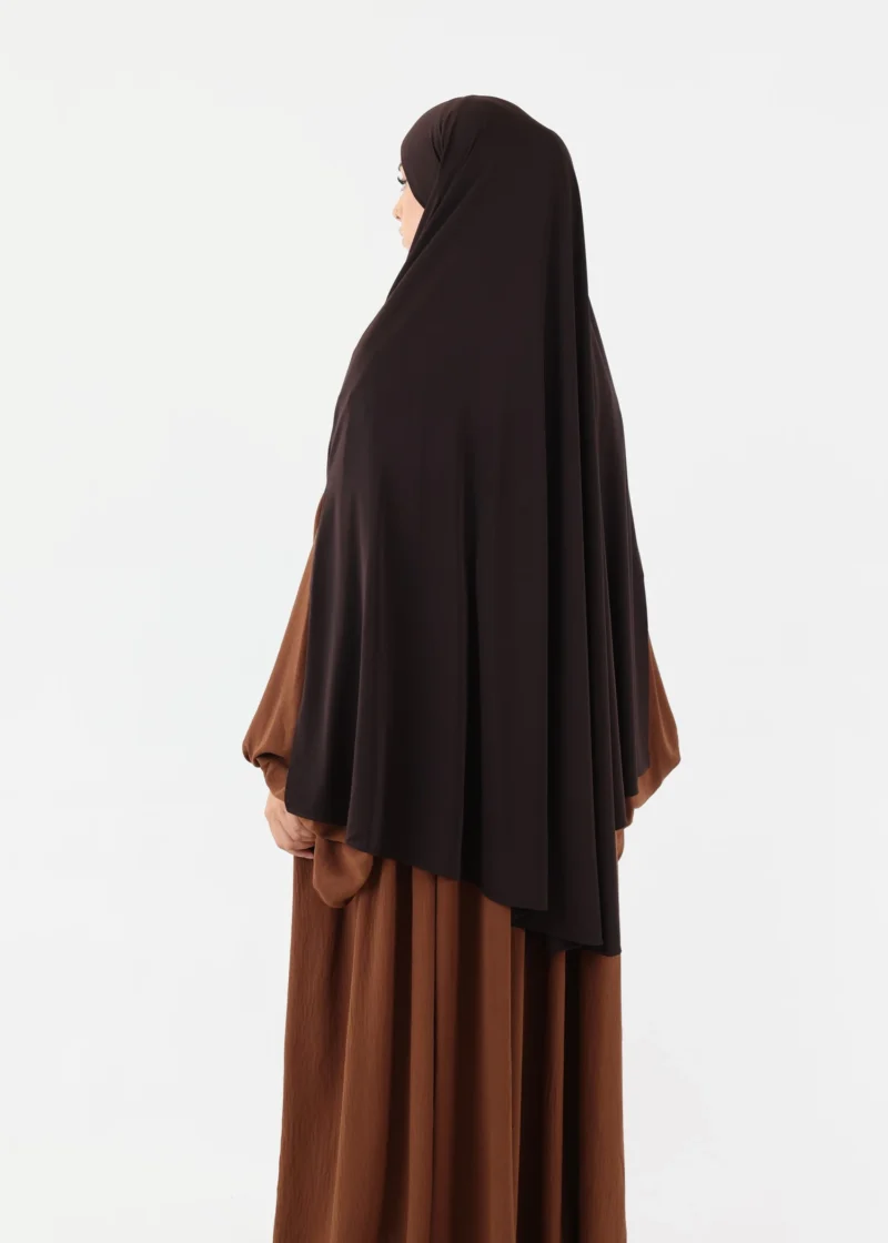 Medium Cape Premium Jersey Khimar - Dark Coffee - Image 3