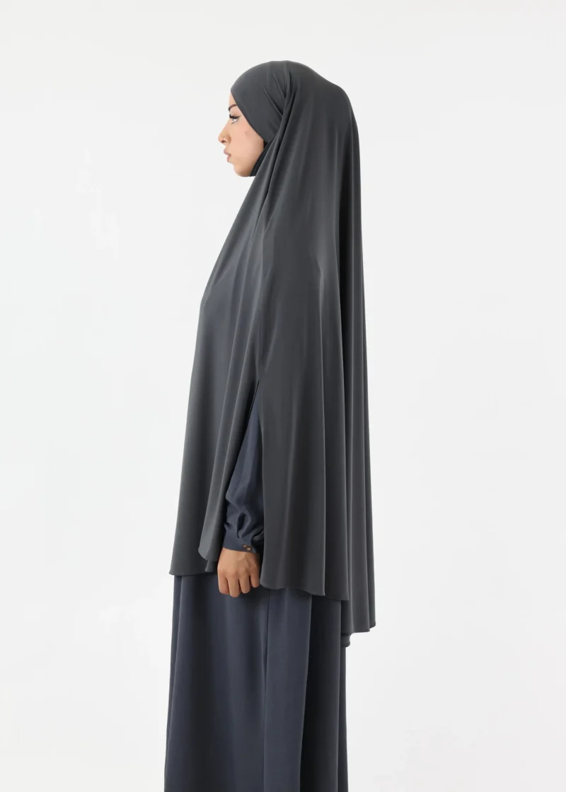 Alternative view of Medium Cape Premium Jersey Khimar - Dark Grey