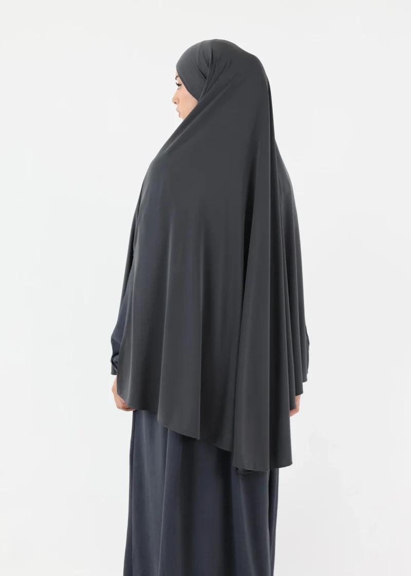 Medium Cape Premium Jersey Khimar - Dark Grey - Image 3