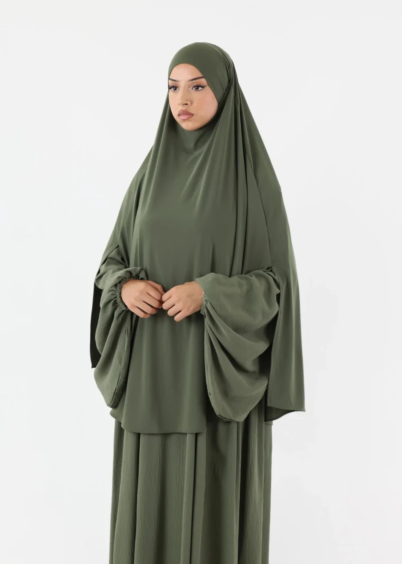 Alternative view of Medium Cape Premium Jersey Khimar - Olive