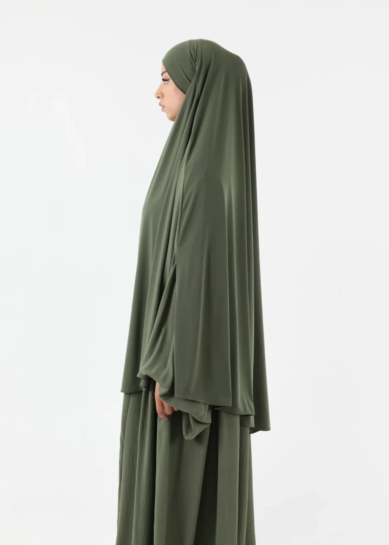 Medium Cape Premium Jersey Khimar - Olive - Image 3