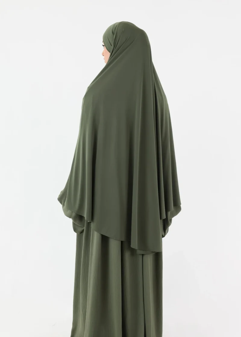 Medium Cape Premium Jersey Khimar - Olive - Image 4