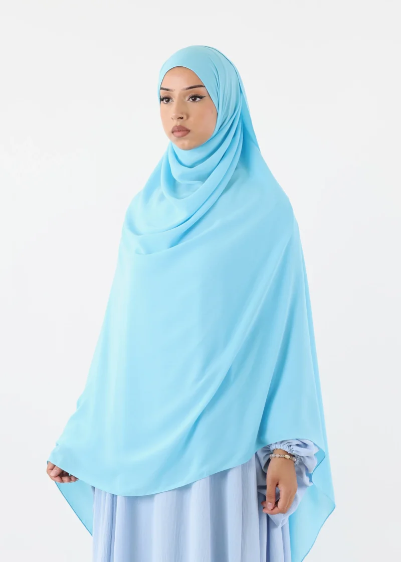 Mega Hijab 2XL- Smooth Premium Chiffon - Light Blue - Image 4