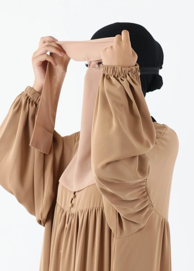 Alternative view of Full Niqab 2 Piece Nose String Camel