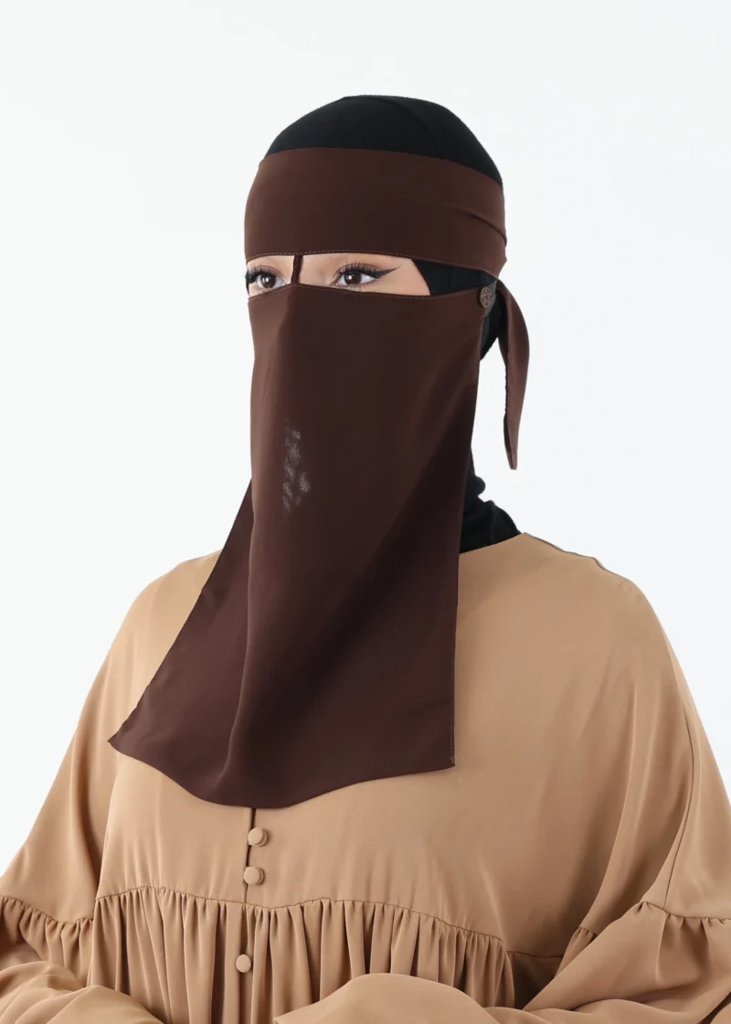 Full Niqab 2 Piece Nose String Dark Coffee - Image 4