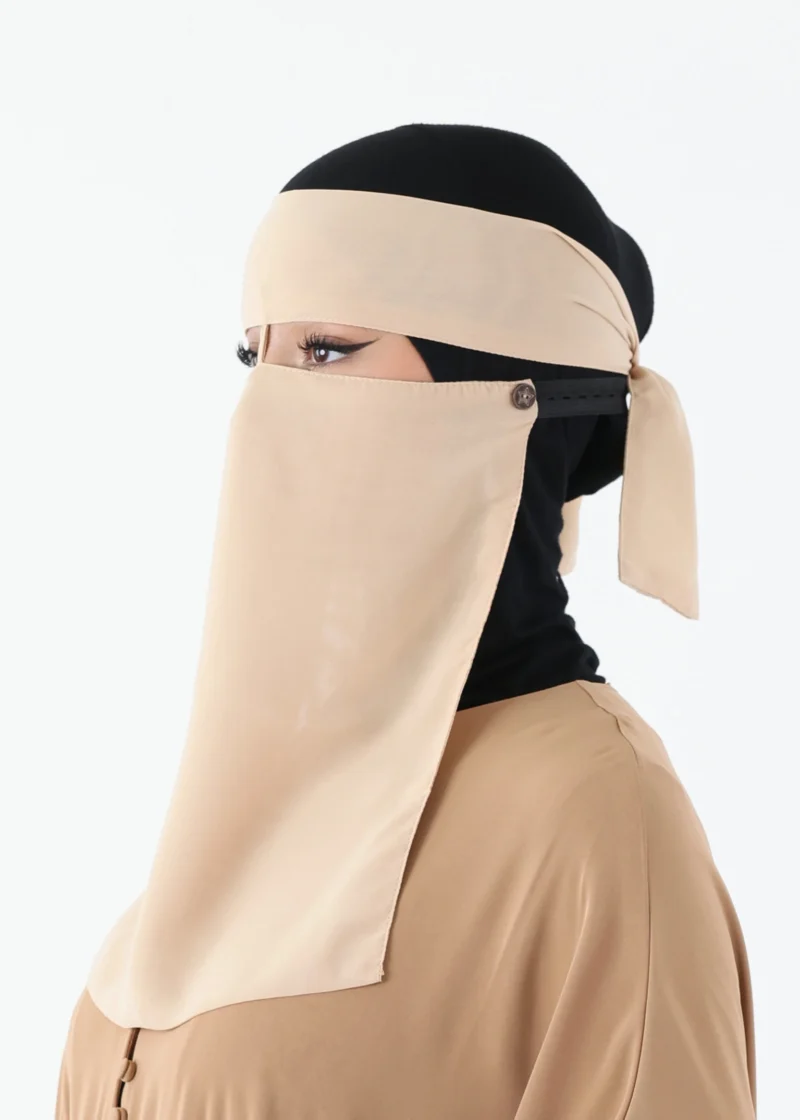 Alternative view of Full Niqab 2 Piece Nose String - Mocha