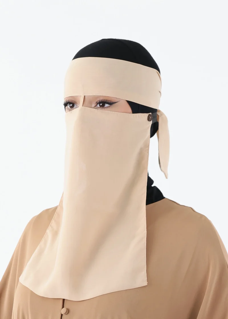 Full Niqab 2 Piece Nose String - Mocha - Image 3