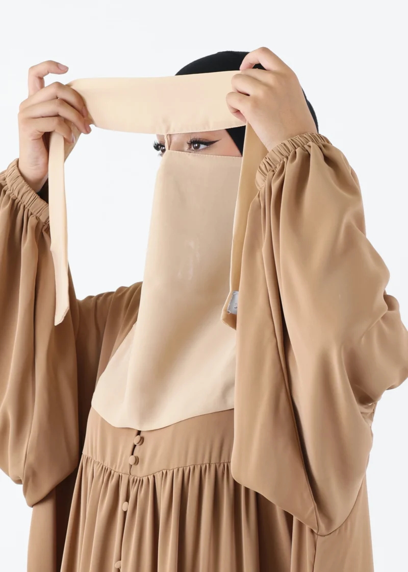 Full Niqab 2 Piece Nose String - Mocha - Image 4