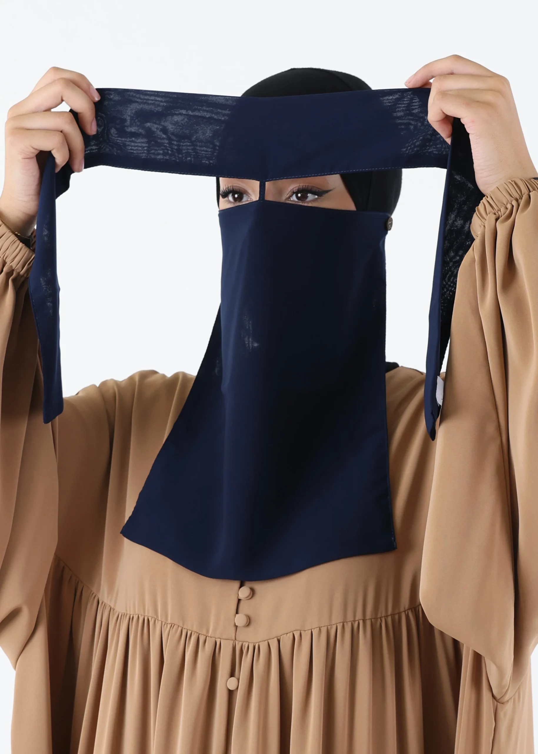 Full Niqab 2 Piece Nose String - Navy