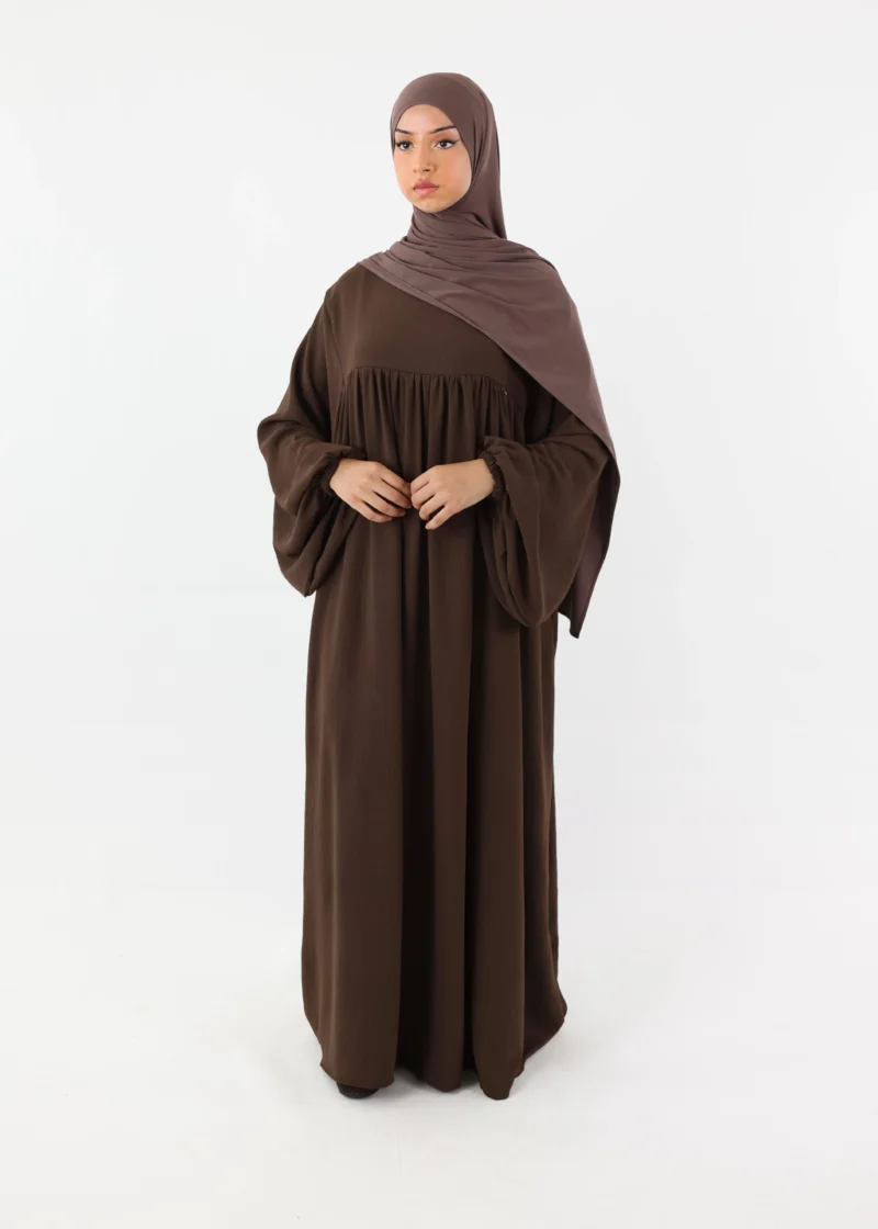 Nursing Abaya Jazz Puff Sleeves - Coffee - Image 4