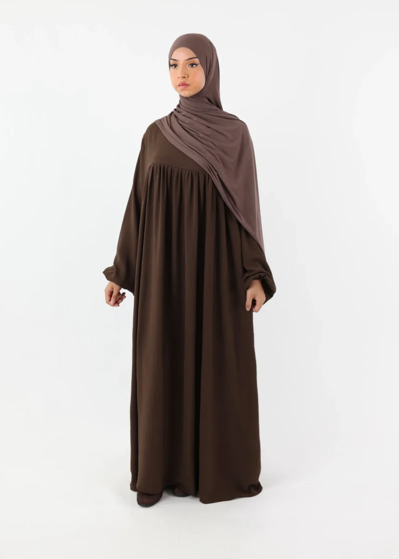 Nursing Abaya Jazz Puff Sleeves - Coffee - Image 3