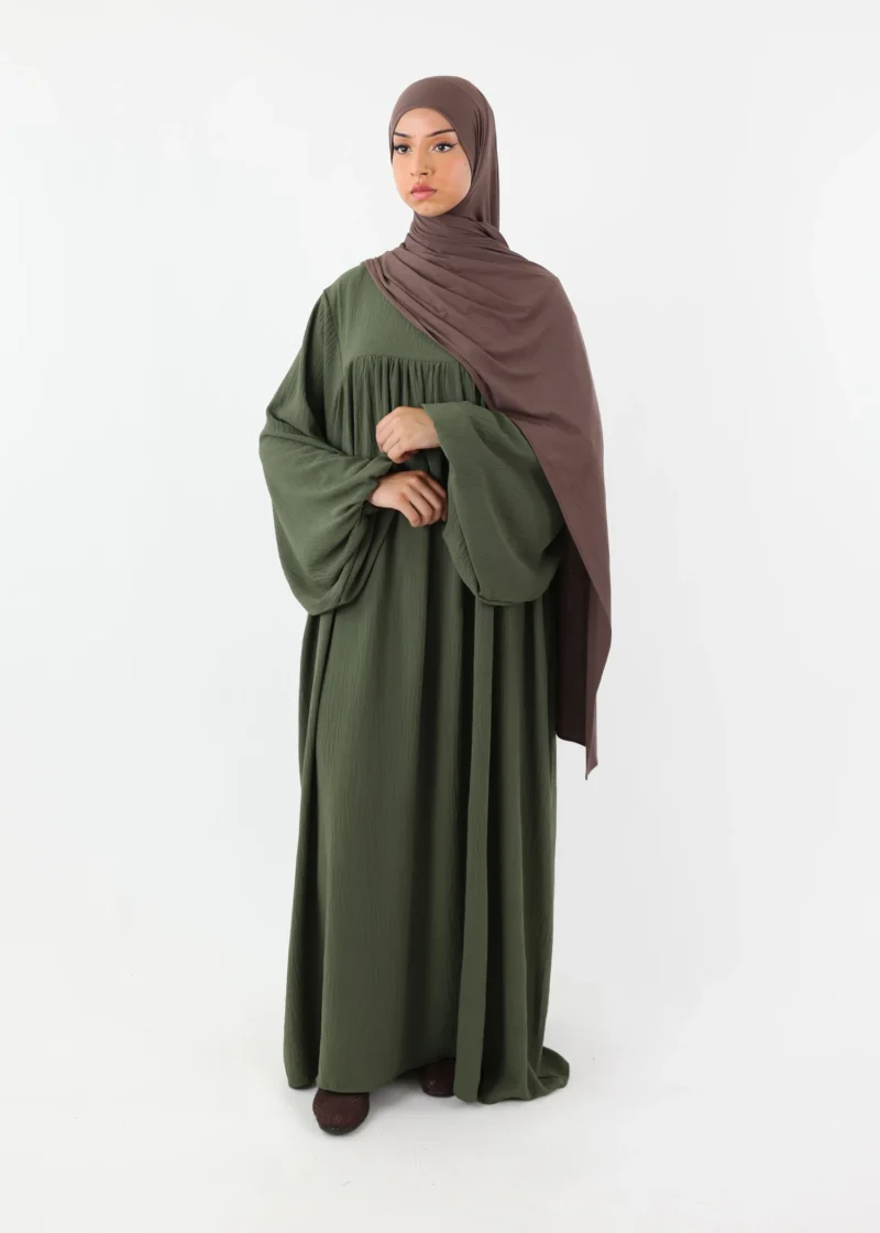 Nursing Abaya Jazz Puff Sleeves - Khaki - Image 4